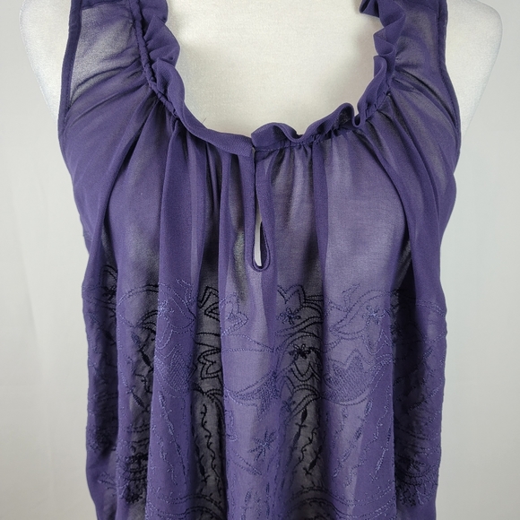 Yaya Nom de Plume Purple Sheer Top medium Anthropologie - Picture 2 of 6
